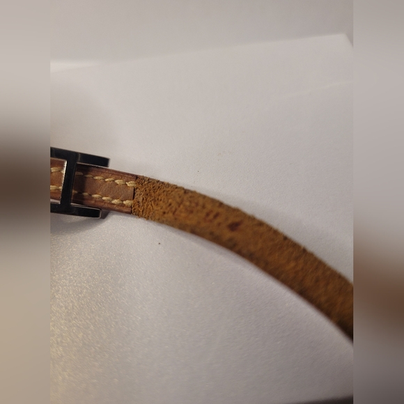 HERMES Paris Hapi 3 Tan Leather H Buckle Wraparound Bracelet Unisex - Picture 3 of 3